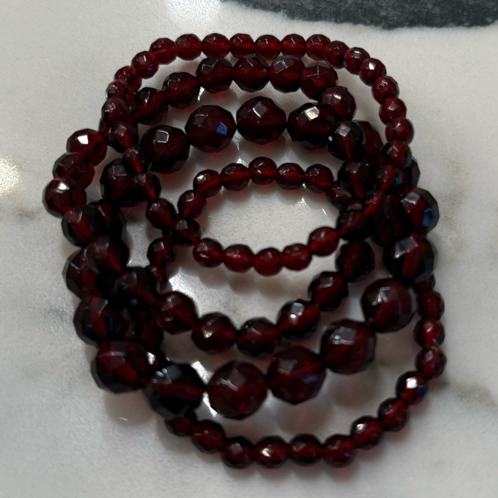 ☀️🔥Boutique - Wine Red Beaded Stretch Bracelets